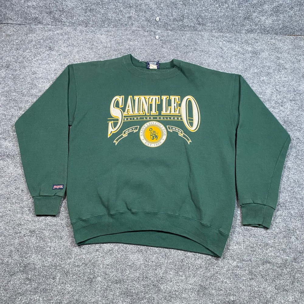 Jansport Saint Leo College Sweatshirt Mens Large Green Vintage 90s Made in USA